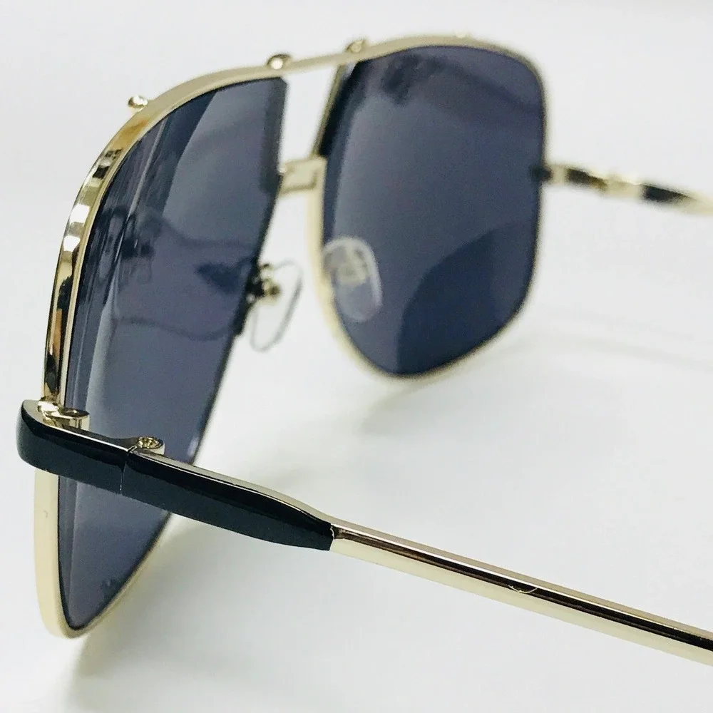 Aviator Sunglasses Gold Frame Black Accents Fashion Sun Glasses Trendy Retro New